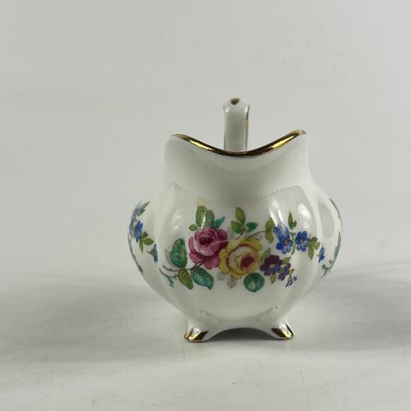 Royal Standard Bone China Creamer England Floral Gold Trim Footed Pitcher Vtg - Picture 3 of 12